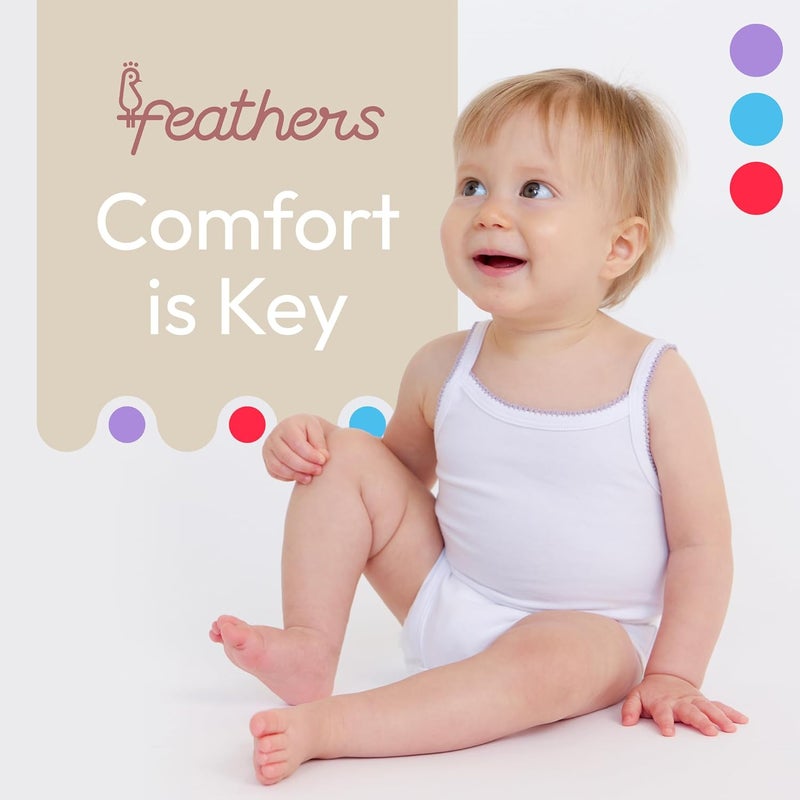 Feathers Tank Top Baby Girl Undershirts - Super Soft Cotton One-Piece Toddler Bodysuit (4 Pack) (Multicolor) - Image 5